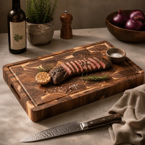 Casa di Elturo Snijplank lucano l40,5 x b34 cm – massief acaciahout – extra dik hakblok met - Image 5