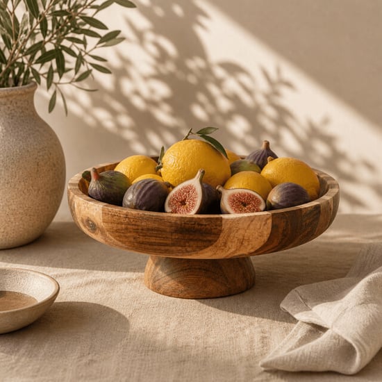 Casa di Elturo Fruitschaal nora op voet Ø30,5 cm – acaciahout – decoratieve serveerschaal - Image 3