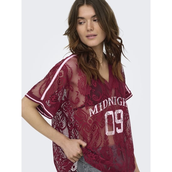 Only onljules s/s v-neck lace top wvn ex 15383405 tibetan red - Image 4