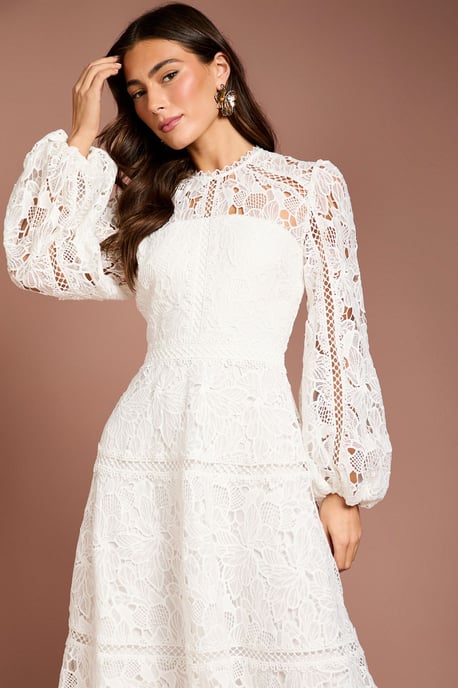 Lace Panelled Long Sleeve Dress - Image 4