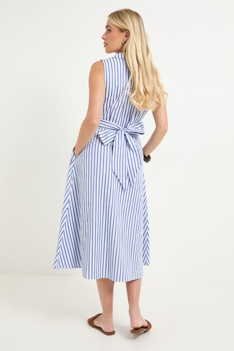 Petite Stripe Tie Waist Midi Dress - Image 3