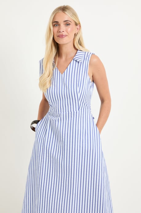 Petite Stripe Tie Waist Midi Dress - Image 4