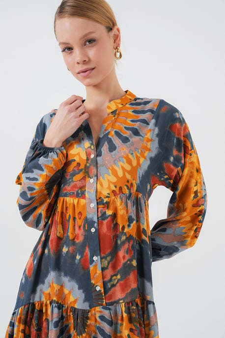 Geprinte V-hals Maxi-jurk - Image 3