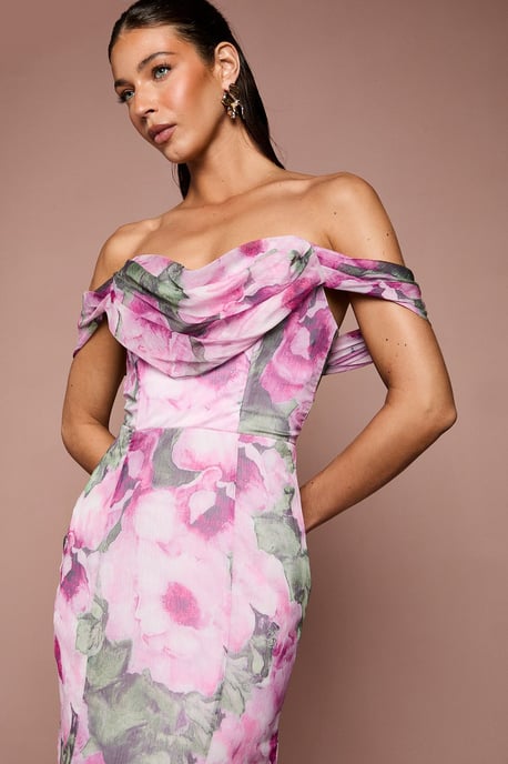 Floral Bardot Maxi Dress - Image 4