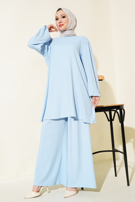 Gelaagde Lange Mouwen Tuniek en Wijd Been Broek Set - Image 1