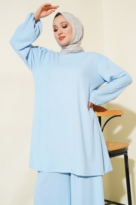 Gelaagde Lange Mouwen Tuniek en Wijd Been Broek Set - Image 2