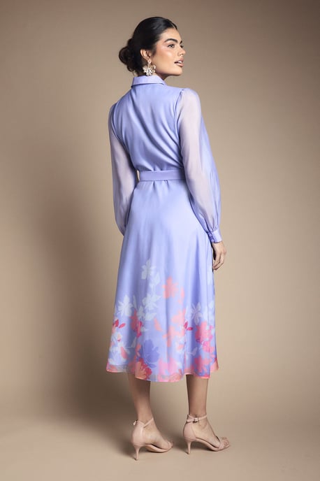 Floral Organza Belted Shirt Dress - Image 3