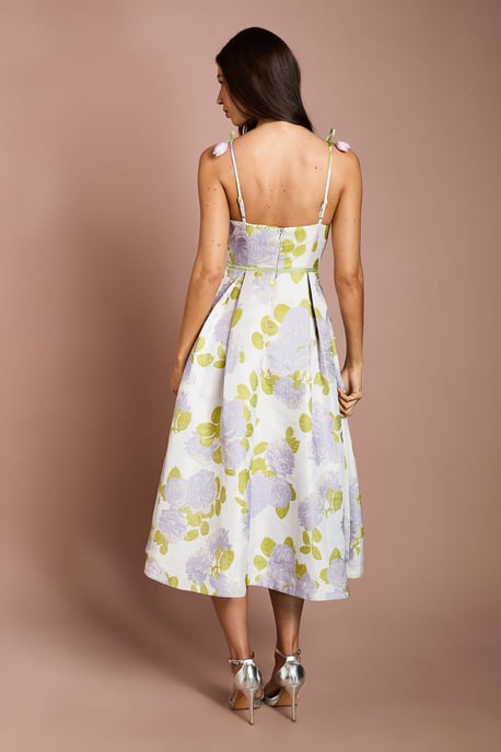 Tulip Strap Jacquard High Neck Midi Dress - Image 3