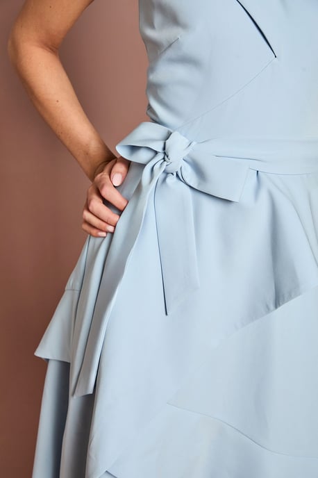 Cross Neck Bardot Crepe Midi Dress - Image 4