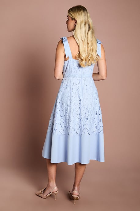 Petite Bow Shoulder Floral Lace Midi Dress - Image 3