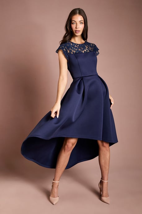 Lace Top Scuba Skirt Occasion Dress - Image 1