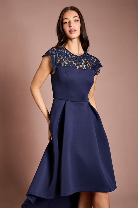 Lace Top Scuba Skirt Occasion Dress - Image 2