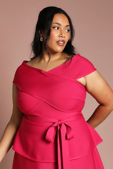 Plus Bardot Bandage Full Skirted Midi Dress - Image 2