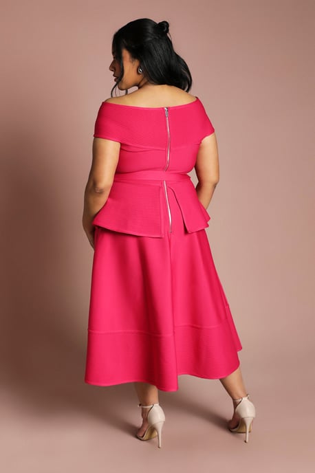Plus Bardot Bandage Full Skirted Midi Dress - Image 3