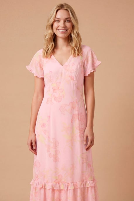 DP Luxe Printed Flutter Raglan Sleeve Midi Dress - Image 4