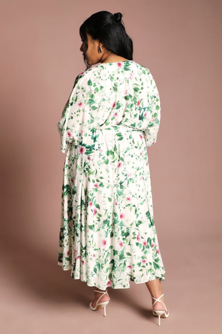 Plus Wrap Midi Dress With Floral Print - Image 3