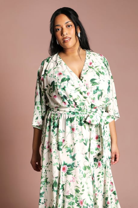 Plus Wrap Midi Dress With Floral Print - Image 4