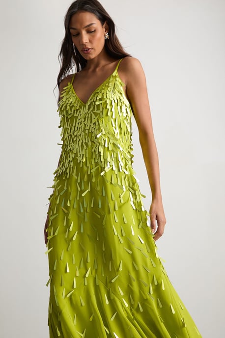 Premium Teardrop Embellished Bias Cut Midi Dress - Image 2