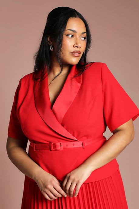 Plus 2 In 1 Wrap Dress With Pleated Skirt - Image 2