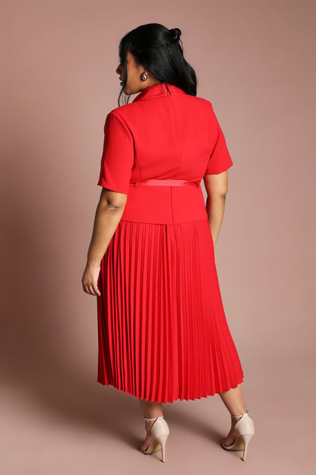 Plus 2 In 1 Wrap Dress With Pleated Skirt - Image 3