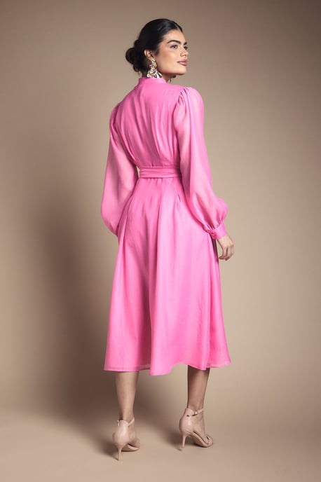 Textured Organza Midi Shirt Dress - Image 3