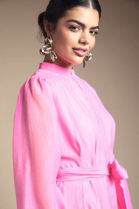 Textured Organza Midi Shirt Dress - Image 4