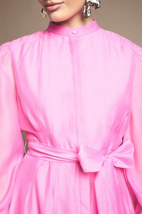 Textured Organza Midi Shirt Dress - Image 5