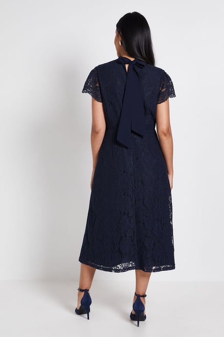 Petite Lace Tie Neck Midi Dress - Image 3