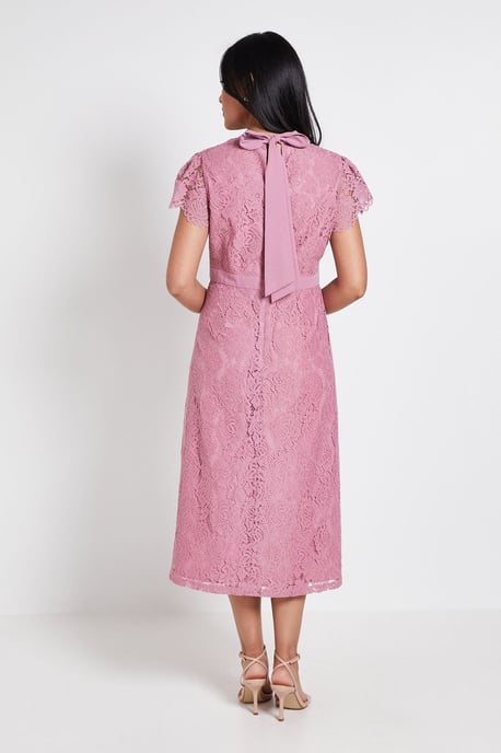 Petite Lace Tie Neck Midi Dress - Image 3