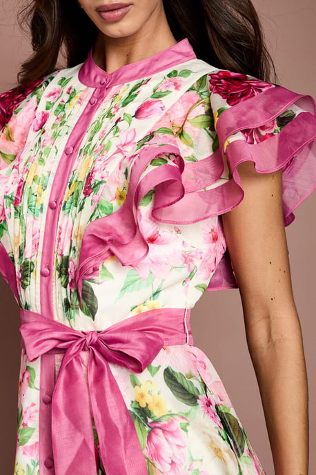 Ruffle Shoulder Floral Midi Dress - Image 5