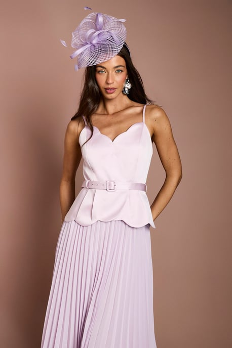Scallop Detail Pleated Midi Dress - Image 2