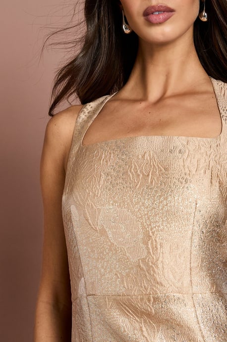 Jacquard Square Neck Pencil Dress - Image 5