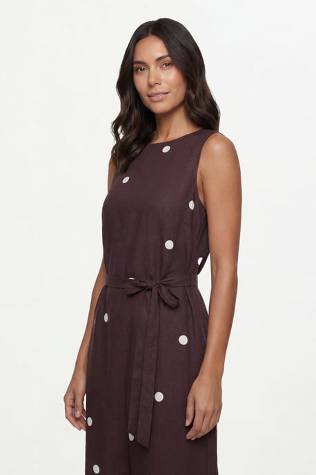 Polka Dot Belted Maxi Dress - Image 4