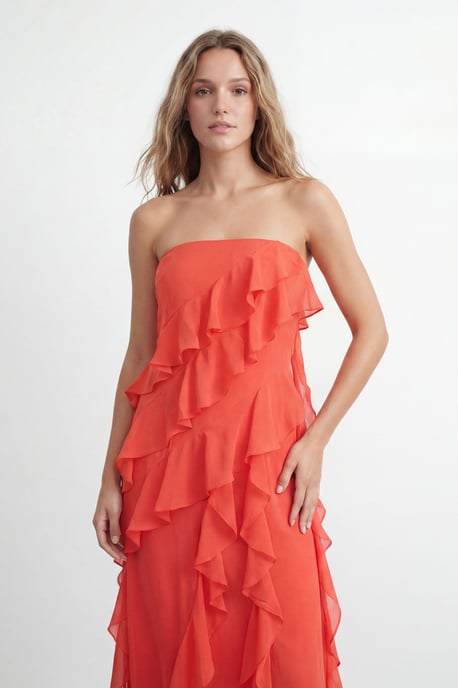 Bandeau Layered Ruffle Maxi Dress - Image 4