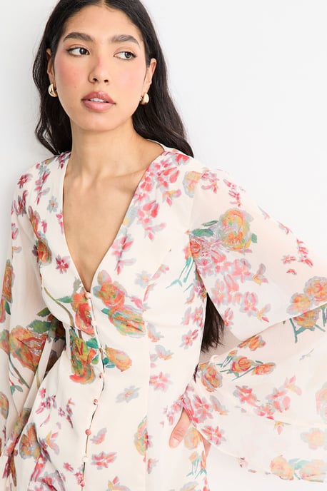 Chiffon Bohemian Button Through Floral Maxi Dress - Image 2
