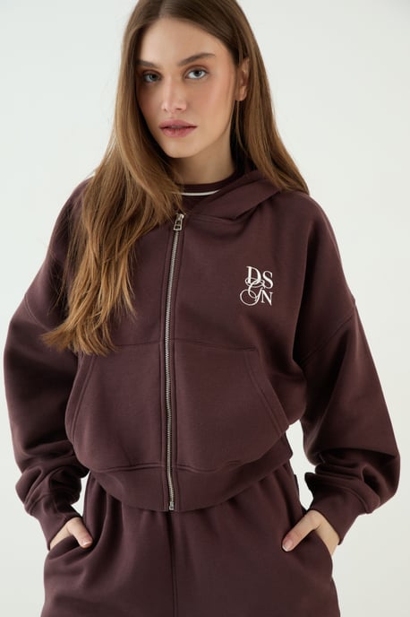 DSGN Studio Boxy Crop Zip Through Hoodie - Image 1