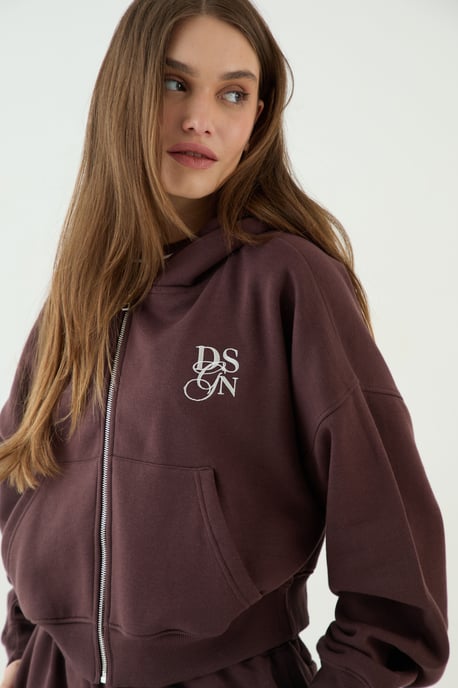 DSGN Studio Boxy Crop Zip Through Hoodie - Image 4