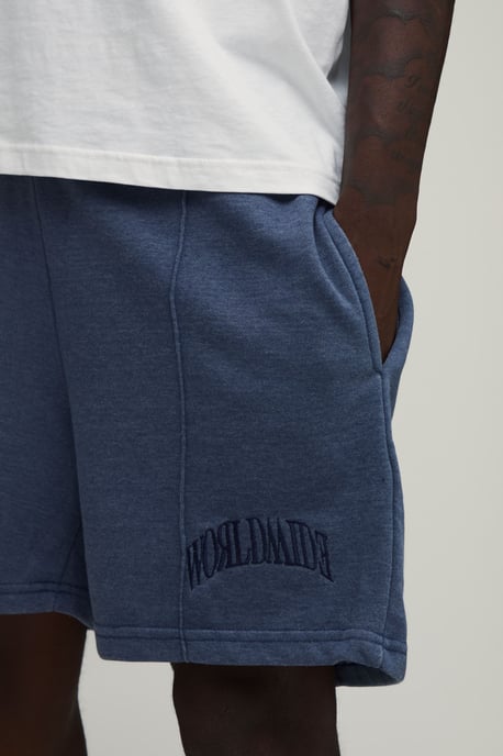 Baggy Fit Washed Worldwide Embroidered Short - Image 3