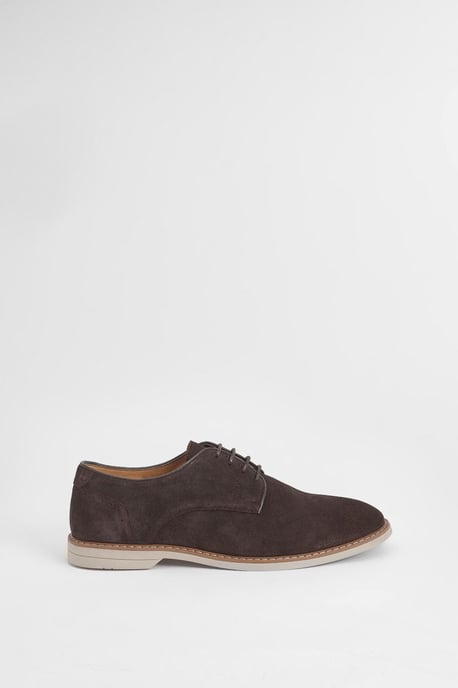 Chocolate Suede Derby Shoes - Image 2