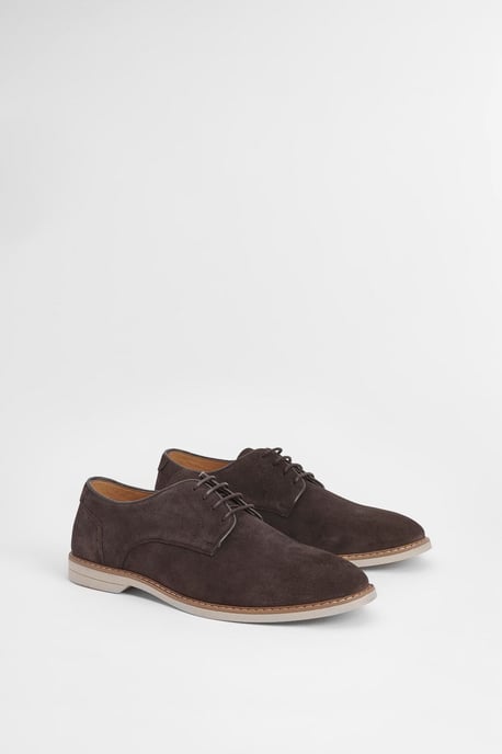 Chocolate Suede Derby Shoes - Image 3