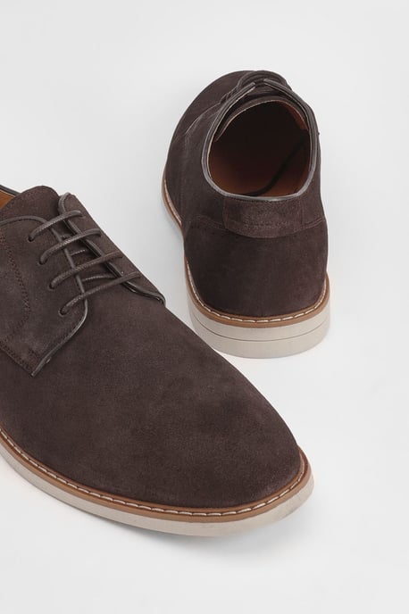 Chocolate Suede Derby Shoes - Image 4