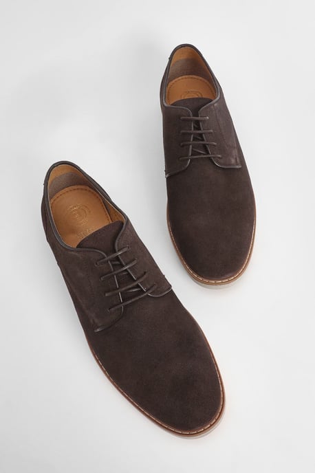 Chocolate Suede Derby Shoes - Image 5