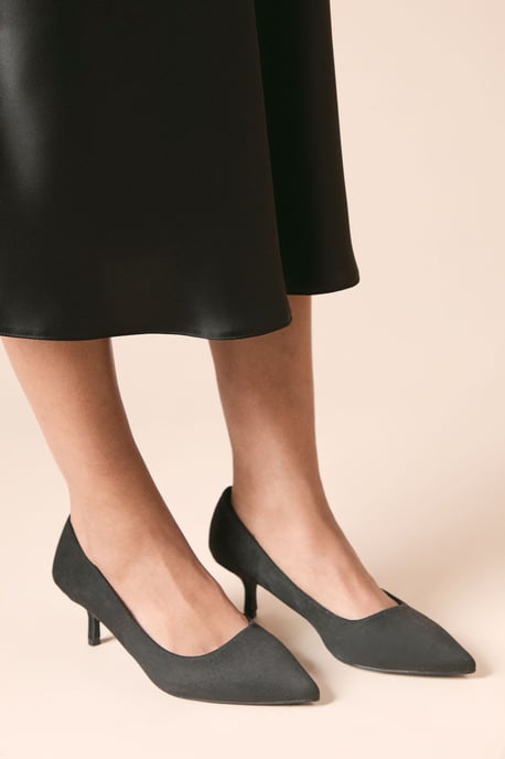 Dove Faux Suede  Kitten Heel Court Shoes - Image 2