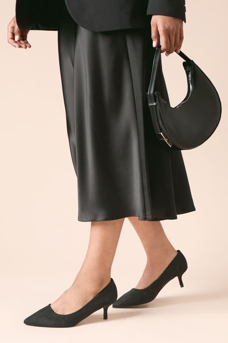 Dove Faux Suede  Kitten Heel Court Shoes - Image 3