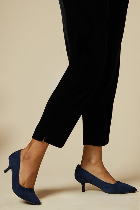 Dove Faux Suede  Kitten Heel Court Shoes - Image 2