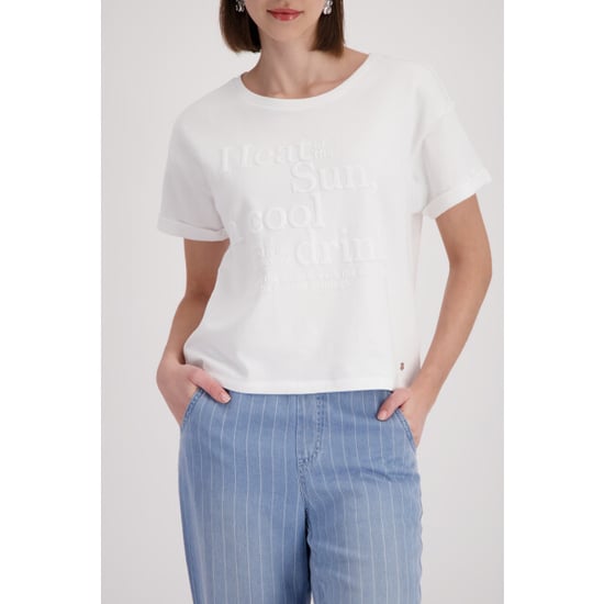 Monari sweatshirt with toned lettering 410973 105 cream - Image 1