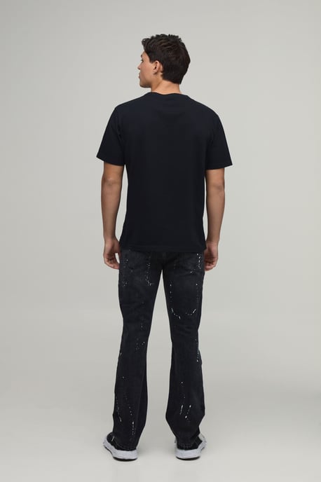 Ripped Knee Paint Splatter Flared Jeans - Image 2