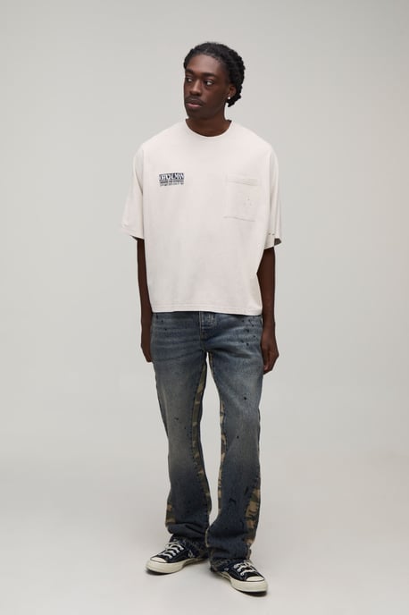 Washed Camo Gusset Stacked Flared Jeans - Image 4
