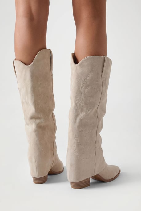 Fold Over Ruched Calf High Western Boots - Image 2