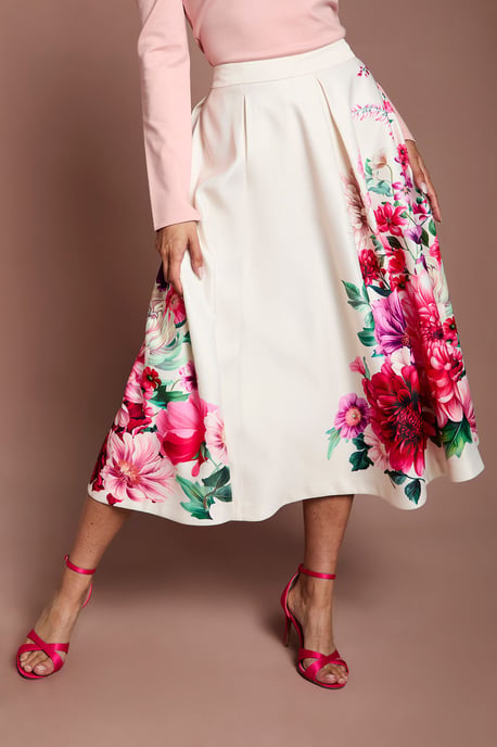 Satin Midi Skirt With Placement Print - Image 2